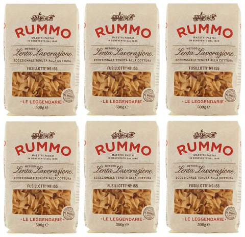 Rummo Kurze Pasta 6er-Pack Rummo Pasta Fusillotti N°155,Italienische Nudeln aus Hartweizengrieß,Italienische Pasta 500g 8008343201551