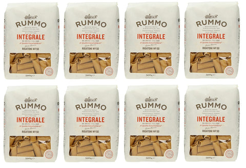 Rummo Kurze Pasta 8er-Pack Rummo Pasta Integrale Rigatoni N°50,Vollkornnudeln Nudeln Vollkorn Italienische Pasta 500g 8008343700504