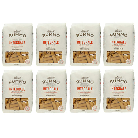 Rummo Pasta Integrale Rigatoni N°50,Vollkornnudeln Nudeln Vollkorn Italienische Pasta 500g 8er-Pack Original italienisch