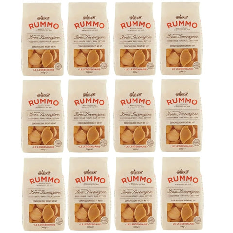 Rummo Kurze Pasta Rummo Pasta Conchiglioni Rigati N°147,Italienische Nudeln aus Hartweizengrieß,Italienische Pasta 500g 12er-Pack Original italienisch 8008343201476