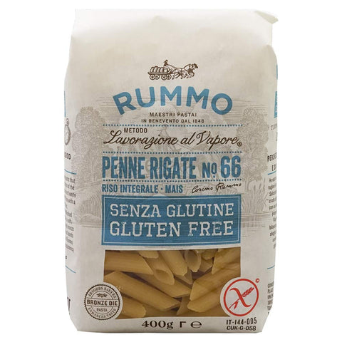 Rummo Penne Rigate n.66 Gluten Free Bronze Gezeichnete 12 Packungen mit 400 g Kurze Pasta italienisch Original