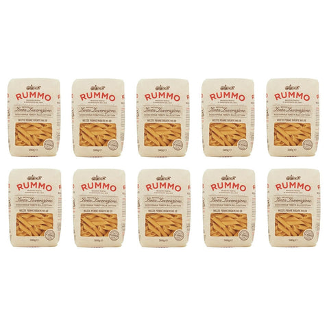 Rummo Mezze Penne Rigate N°28 Pasta Lenta Lavorazione Teigwaren aus Hartweizengrieß Bronze Zeichnung 10x500g Original italienisch