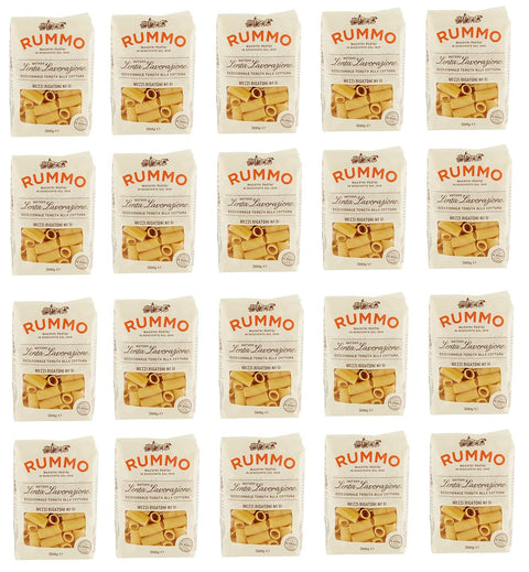 Rummo Längliche Pasta 20x Rummo Mezzi Rigatoni N°51 Pasta Lenta Lavorazione Teigwaren aus Hartweizengrieß Bronze-Zeichnung 500g 8008343200516