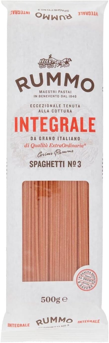 Rummo Längliche Pasta 24er-Pack Rummo Pasta Integrale Spaghetti N°3,Vollkornnudeln Nudeln Vollkorn Italienische Pasta 500g 8008343709033