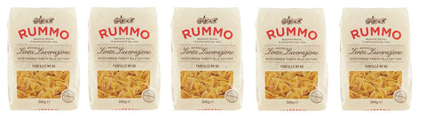 Rummo Längliche Pasta 5x Rummo Farfalle N°85 Pasta Lenta Lavorazione Teigwaren aus Hartweizengrieß Bronze-Zeichnung 500g 8008343200851