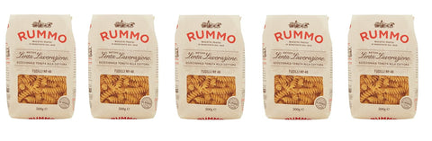 Rummo Längliche Pasta 5x Rummo Fusilli N°48 Pasta Lenta Lavorazione Teigwaren aus Hartweizengrieß Bronze-Zeichnung 500g 8008343200486