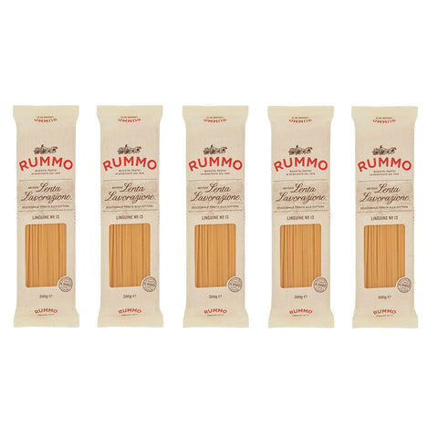 Rummo Linguine N°13 Pasta Lenta Lavorazione Teigwaren aus Hartweizengrieß Bronze Zeichnung 5x500g Original italienisch