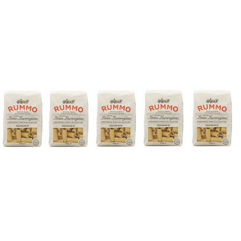 Rummo Rigatoni N°50 Pasta Lenta Lavorazione Teigwaren aus Hartweizengrieß Bronze Zeichnung 5x500g Original italienisch