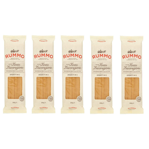 Rummo Spaghetti N°3 Pasta Lenta Lavorazione Teigwaren aus Hartweizengrieß Bronze Zeichnung 5x500g Original italienisch