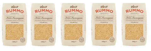 Rummo Längliche Pasta 5x Rummo Stelline N°22 Pasta Lenta Lavorazione Teigwaren aus Hartweizengrieß Bronze-Zeichnung 500g 8008343200226