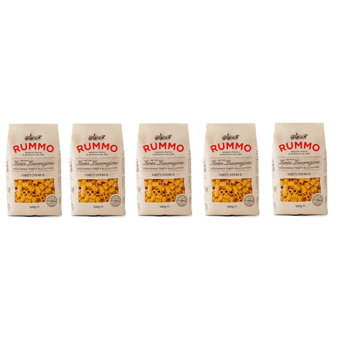 Rummo Tubetti Zita N°31 Pasta Lenta Lavorazione Teigwaren aus Hartweizengrieß Bronze Zeichnung 5x500g Original italienisch