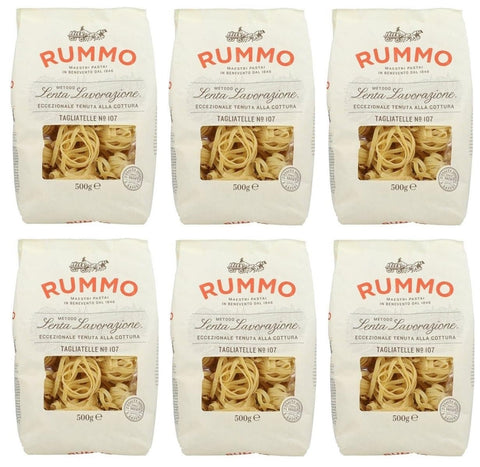 Rummo Längliche Pasta 6er-Pack Rummo Pasta Tagliatelle N°107,Italienische Nudeln aus Hartweizengrieß,Italienische Pasta 500g 8008343201070