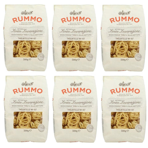 Rummo Pasta Tagliatelle N°107,Italienische Nudeln aus Hartweizengrieß,Italienische Pasta 500g 6er-Pack Original italienisch