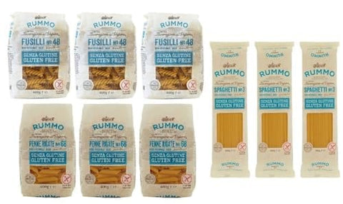 Rummo Längliche Pasta 9er-Pack Testpaket Rummo Pasta Glutenfreie Spaghetti - Fusilli - Penne Rigate,Nudeln Senza Glutine 400g 8008343880664