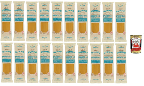 Rummo Längliche Pasta Rummo Pasta Nudeln Glutenfreie Spaghetti, Bronze Gezeichnete gluteinfrei, perfekt für Menschen mit Zöliakie oder Glutenunverträglichkeit, 20x 400 g + Italian Gourmet polpa 400g 8008343880039