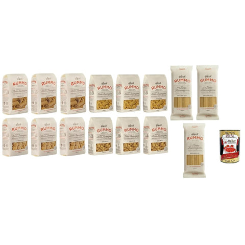 Rummo Längliche Pasta Rummo Testpaket Pasta FARFALLE FUSILLI MAFALDINE PACCHERI CALAMARATA, Italienische Nudeln aus Hartweizengrieß, 15x 500 g italienisch Original 8008343200806