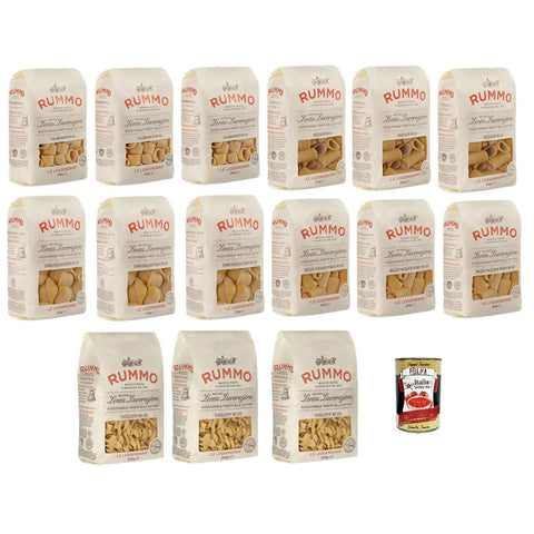 Testpaket Rummo Pasta CONCHIGLIONI RIGATI - CALAMARATA - FUSILLOTTI - PACCHERI - MEZZI PACCHERI RIGATI, Italienische Nudeln aus Hartweizengrieß, 15x500 g