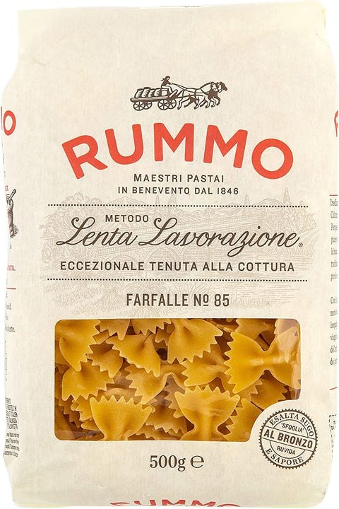 Rummo Nudelgerichte 10x Rummo Farfalle N. 85 Hartweizengrieß Pasta Italienische Nudeln 500g Packung + Italian Gourmet Polpa di Pomodoro 400g Dose 8008343200851