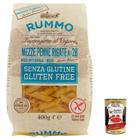 Rummo Pasta Mezze Penne rigate n. 28 senza Glutine, gluten free, 100% italienische Pasta nudeln glutenfrei 400 g italienisch Original