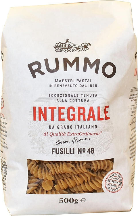 Rummo Pasta Fusilli Integrali N°48,Vollkornnudeln Nudeln Vollkorn Italienische Pasta 500g 16er-Pack Original italienisch