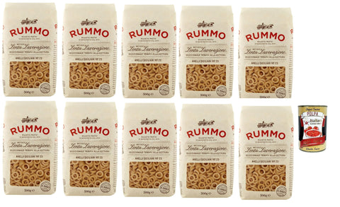 Rummo Nudeln & Pasta 20x Rummo Anelli siciliani N°23 Pasta Lenta Lavorazione Teigwaren aus Hartweizengrieß Bronze-Zeichnung 500g + Italian Gourmet polpa 400g 8008343200233