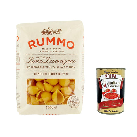 Rummo Conchiglie rigate n.42 Pasta Lenta Lavorazione Teigwaren aus Hartweizengrieß Bronze Zeichnung 500 g italienisch Original