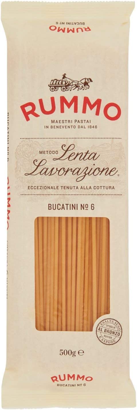 Rummo Nudeln & Pasta 24x Rummo Bucatini N. 6 Hartweizengrieß Pasta Italienische Nudeln 500g Packung + Italian Gourmet Polpa di Pomodoro 400g Dose 8008343200066