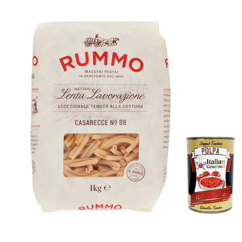 Rummo Nudeln & Pasta Rummo Casarecce N°88 Pasta Lenta Lavorazione Teigwaren aus Hartweizengrieß Bronze-Zeichnung 1kg 4x Original italienisch inkl. Italian Gourmet Polpa 400g 8008343230889