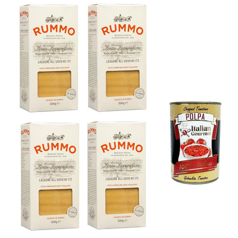 Rummo Nudeln & Pasta Rummo Lasagne all'uovo n.173 Bronze Gezeichnete, Pasta mit ei, Eierpaste 4x Packungen mit 500 g italienisch Original 8008343201735