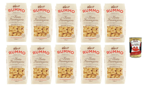 Rummo Nudeln & Pasta Rummo Le Leggendarie Orecchiette N° 87, Pasta Lenta Lavorazione Teigwaren aus Hartweizengrieß Bronze-Zeichnung 10x 500g + Italian Gourmet polpa 400g 8008343200875
