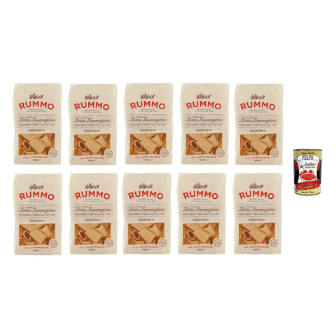 Rummo Le Leggendarie Paccheri Lisci ? 111 Pasta Lenta Lavorazione Teigwaren aus Hartweizengrieß Bronze-Zeichnung 10x500 g italienisch Original + kostenlos polpa