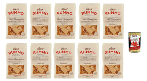 Rummo Nudeln & Pasta Rummo Le Leggendarie Paccheri Lisci ? 111, Pasta Lenta Lavorazione Teigwaren aus Hartweizengrieß Bronze-Zeichnung 10x 500g + Italian Gourmet polpa 400g 8008343201117