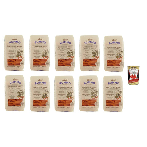 Rummo Nudeln & Pasta Rummo Lenticchie Rosse e Riso Integrale Pennette rigate N° 70, Rote Linsen und reis pasta, Gluten frei, gluten free 10x 300g Original italienisch inkl. Italian Gourmet Polpa 400g 8008343812702