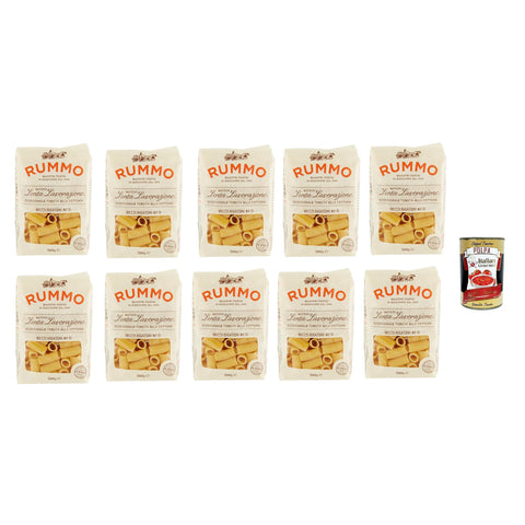 Rummo Mezzi Rigatoni N. 51, Pasta Lenta Lavorazione Teigwaren aus Hartweizengrieß Bronze Zeichnung 10x500g Original italienisch