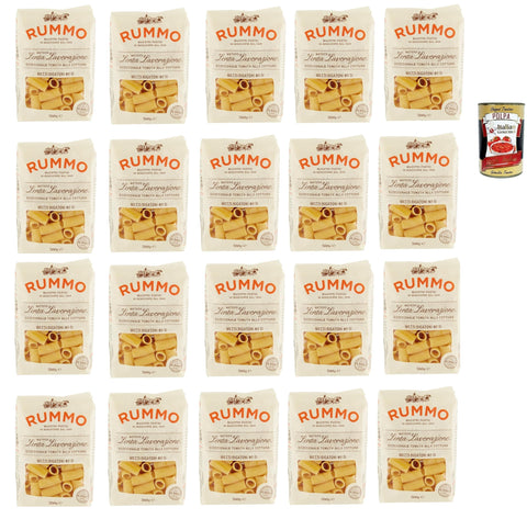 Rummo Nudeln & Pasta Rummo Mezzi Rigatoni N. 51, Pasta Lenta Lavorazione Teigwaren aus Hartweizengrieß Bronze-Zeichnung 20x 500g + Italian Gourmet polpa 400g 8008343200516