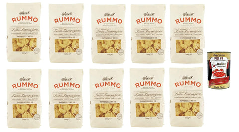 Rummo Nudeln & Pasta Rummo Pappardelle ? 119, Pasta Lenta Lavorazione Teigwaren aus Hartweizengrieß Bronze-Zeichnung 10x 500g + Italian Gourmet polpa 400g 8008343201193