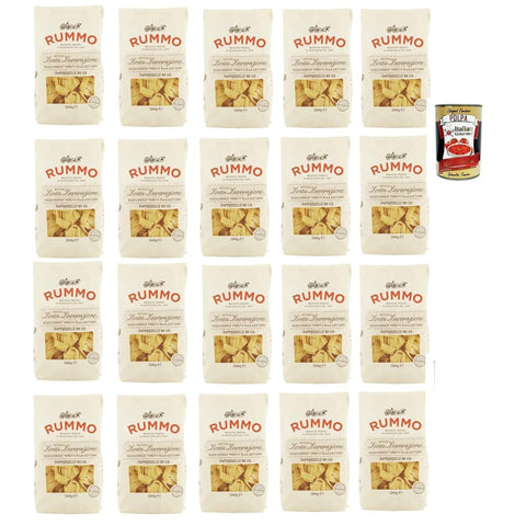 Rummo Nudeln & Pasta Rummo Pappardelle ? 119, Pasta Lenta Lavorazione Teigwaren aus Hartweizengrieß Bronze-Zeichnung 20x 500g Original italienisch inkl. Italian Gourmet Polpa 400g 8008343201193