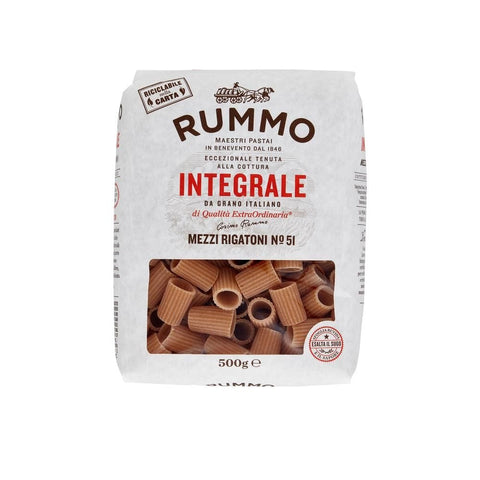 Rummo Nudeln & Pasta Rummo Pasta Integrale Mezzi Rigatoni N° 51, Vollkornnudeln Nudeln Vollkorn Italienische Pasta 10x 500g inkl. Italian Gourmet polpa 400g Original italienisch 8032804040014