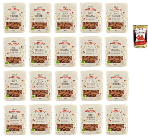 Rummo Nudeln & Pasta Rummo Pasta Integrale Mezzi Rigatoni N° 51, Vollkornnudeln Nudeln Vollkorn Italienische Pasta 20x 500g + Italian Gourmet polpa 400g 8008343709514