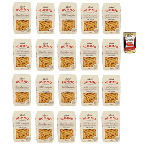 Rummo Nudeln & Pasta Rummo Penne lisce n° 59 Pasta Lenta Lavorazione Teigwaren aus Hartweizengrieß Bronze-Zeichnung 20x 500g Original italienisch inkl. Italian Gourmet Polpa 400g 8032804040014
