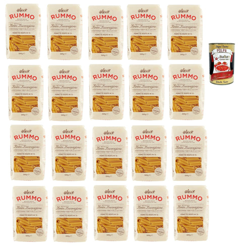 Rummo Nudeln & Pasta Rummo Pennette Rigate N° 70 Pasta Lenta Lavorazione Teigwaren aus Hartweizengrieß Bronze-Zeichnung 20x 500g + Italian Gourmet polpa 400g 8008343200707