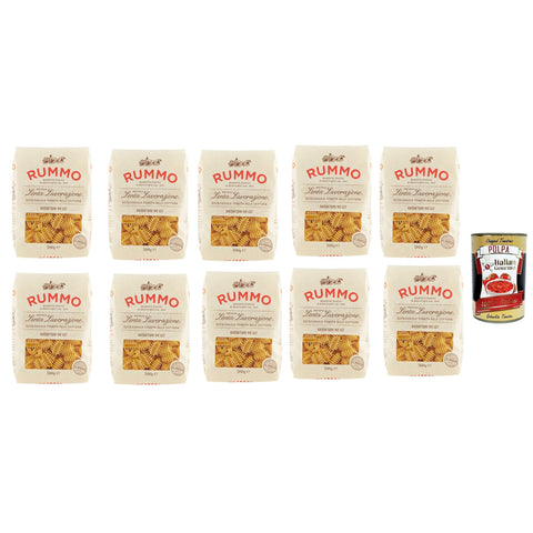 Rummo Radiatori N° 137 Pasta Lenta Lavorazione Teigwaren aus Hartweizengrieß Bronze-Zeichnung 10x500 g italienisch Original + kostenlos polpa 400 g
