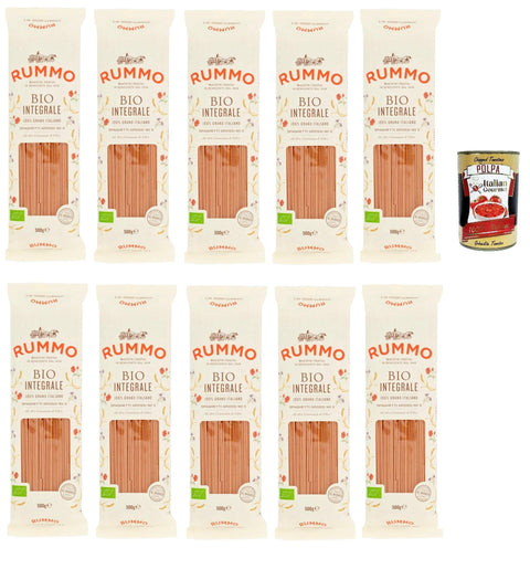 Rummo Nudeln & Pasta Rummo Spaghetti Grossi N° 5 Pasta Lenta Lavorazione Teigwaren aus Hartweizengrieß Bronze-Zeichnung 10x 500g + Italian Gourmet polpa 400g 8008343200059
