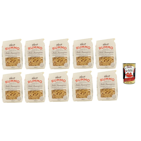 Rummo Tubetti rigati n° 72 Pasta Lenta Lavorazione Teigwaren aus Hartweizengrieß Bronze-Zeichnung 10x 500g Original italienisch inkl. Italian Gourmet Polpa 400g