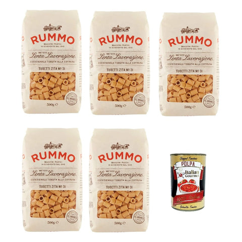 Rummo Nudeln & Pasta Rummo Tubetti zita n° 31 Pasta Lenta Lavorazione Teigwaren aus Hartweizengrieß Bronze Zeichnung 5x 500 g italienisch Original 8032804040014