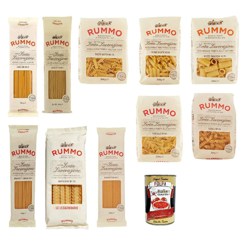 Rummo Testpaket Mezzi rigatoni Farfalle Fusilli Mafaldine Hartweizengrieß Pasta Italienische Nudeln Packung 10x500g Original italienisch