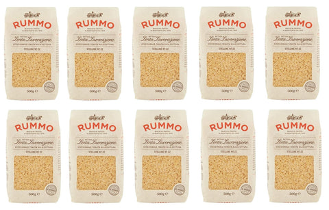 Rummo Pasta 10x Rummo Stelline N°22 Pasta Lenta Lavorazione Teigwaren aus Hartweizengrieß Bronze-Zeichnung 500g 8008343200226