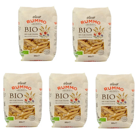 Rummo pasta 5x Rummo Penne Rigate N.66 Bio Integrale 100 % italienische Weizennudeln 500 g 8008343700665