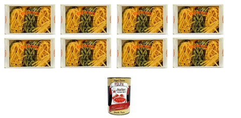 Rummo Pasta 8x RUMMO PASTA ALL'UOVO PAGLIA E FIENO EGG PASTA STROH UND HEU N° 105 250 GR + Italian Gourmet Polpa 400 g 8008343221054