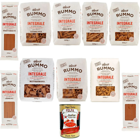 Rummo Pasta & Saucen Rummo Testpaket Pasta Integrale, Vollkornnudeln Nudeln Vollkorn Italienische Pasta 10x 500 g italienisch Original 8008343700726